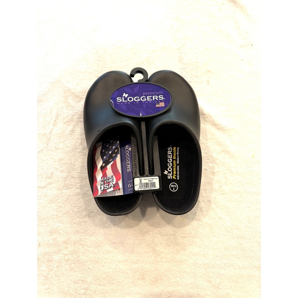 Sloggers Premium Black Garden Clogs Waterproof Made in USA Womens 6 Slip On